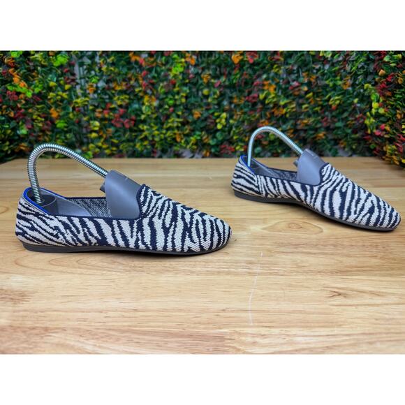 Rothy’s The Loafer Slip On Shoes Flats Zebra Animal Print Black White Womens 5 - Picture 4 of 10